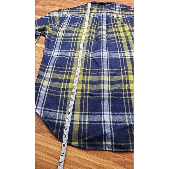 Vtg Sears Perma Prest Wool Flannel Plaid Blue Yellow Button Shirt Men Size Large - Picture 7 of 7